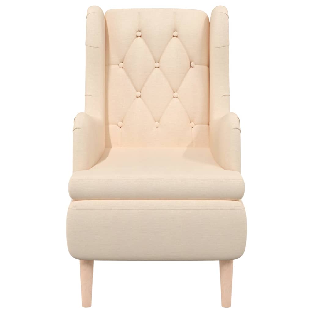 Armchair with Solid Rubber Wood Feet Cream Fabric