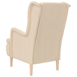 Armchair with Solid Rubber Wood Feet Cream Fabric - 45-Degree Angle