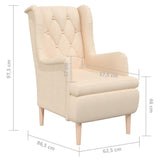 Armchair with Solid Rubber Wood Feet Cream Fabric