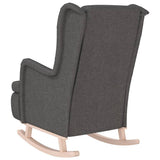 Armchair with Solid Rubber Wood Rocking Legs Dark Grey Fabric - 45-Degree Angle