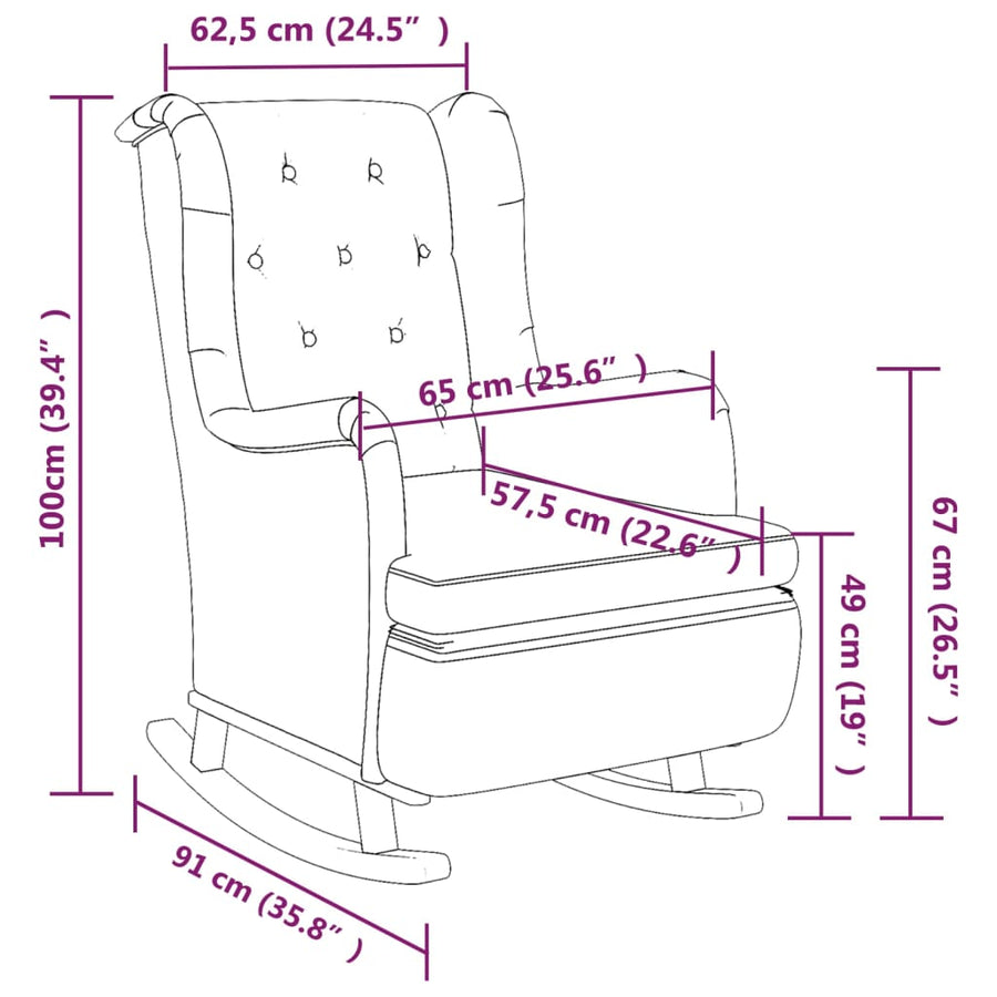Armchair with Solid Rubber Wood Rocking Legs Dark Grey Fabric