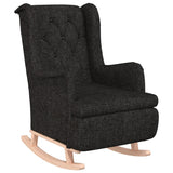 Armchair with Solid Rubber Wood Rocking Legs Black Fabric - Front View
