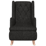 Armchair with Solid Rubber Wood Rocking Legs Black Fabric - Side View
