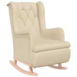Armchair with Solid Rubber Wood Rocking Legs Cream Fabric