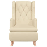 Armchair with Solid Rubber Wood Rocking Legs Cream Fabric
