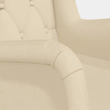 Armchair with Solid Rubber Wood Rocking Legs Cream Fabric - Rear View