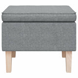 Stool with Wooden Legs Light Grey Fabric