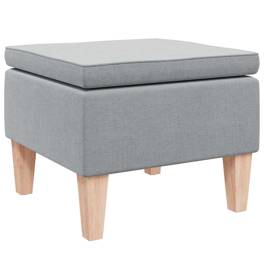 Stool with Wooden Legs Light Grey Fabric