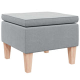Stool with Wooden Legs Light Grey Fabric - Top-Down View