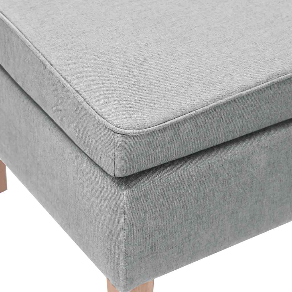 Stool with Wooden Legs Light Grey Fabric