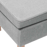Stool with Wooden Legs Light Grey Fabric - Rear View