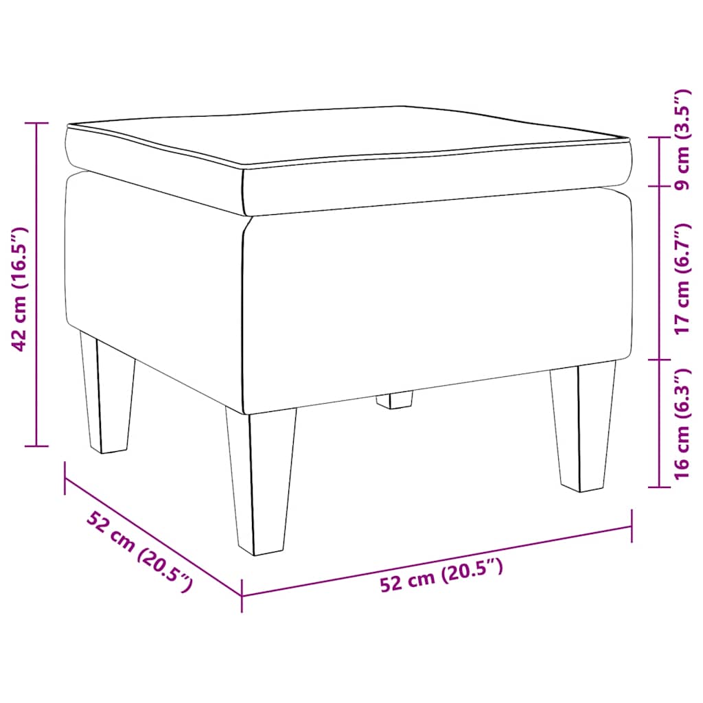 Stool with Wooden Legs Light Grey Fabric