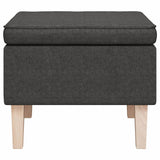 Stool with Wooden Legs Dark Grey Fabric - Side View