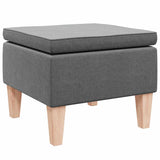 Stool with Wooden Legs Dark Grey Fabric - Top-Down View