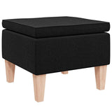 Stool with Wooden Legs Black Fabric