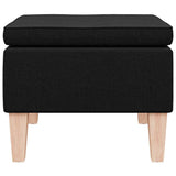 Stool with Wooden Legs Black Fabric