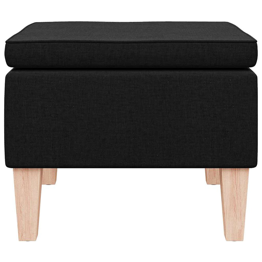 Stool with Wooden Legs Black Fabric