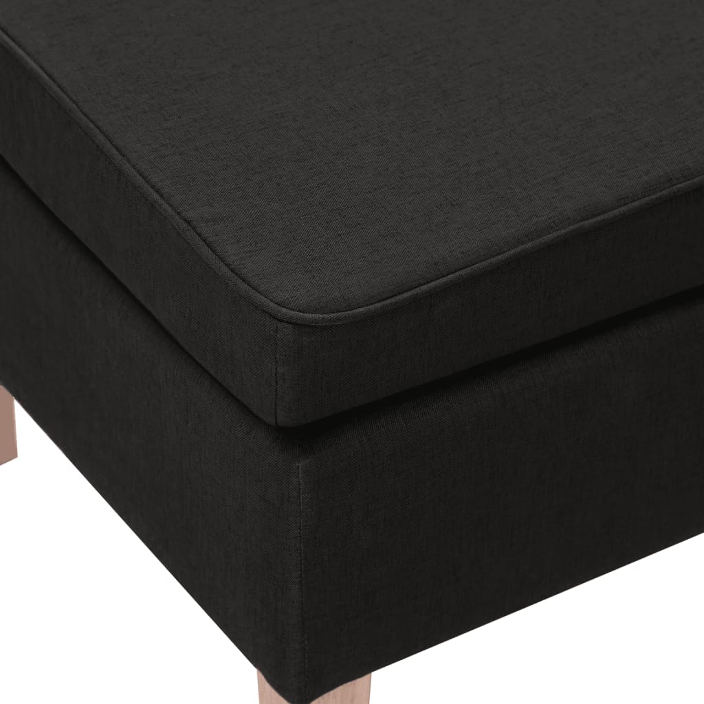 Stool with Wooden Legs Black Fabric