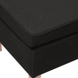 Stool with Wooden Legs Black Fabric - Top-Down View