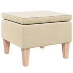 Stool with Wooden Legs Cream Fabric