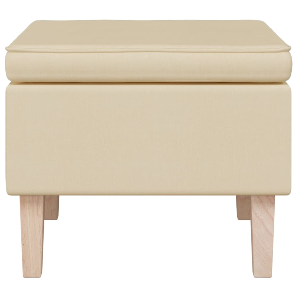 Stool with Wooden Legs Cream Fabric