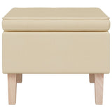 Stool with Wooden Legs Cream Fabric
