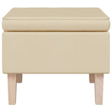 Stool with Wooden Legs Cream Fabric - Side View