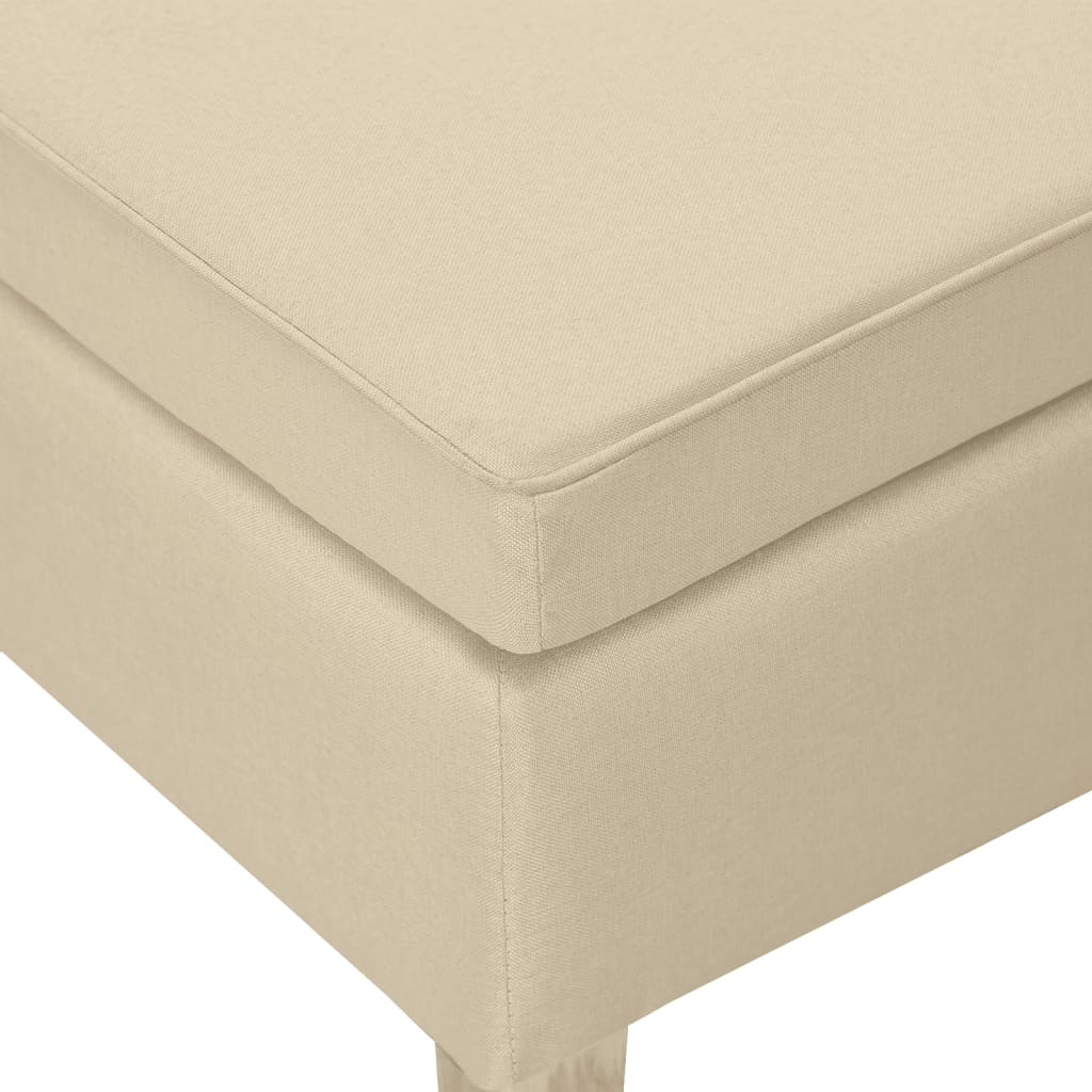 Stool with Wooden Legs Cream Fabric