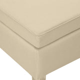 Stool with Wooden Legs Cream Fabric