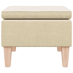 Stool with Wooden Legs Cream Fabric