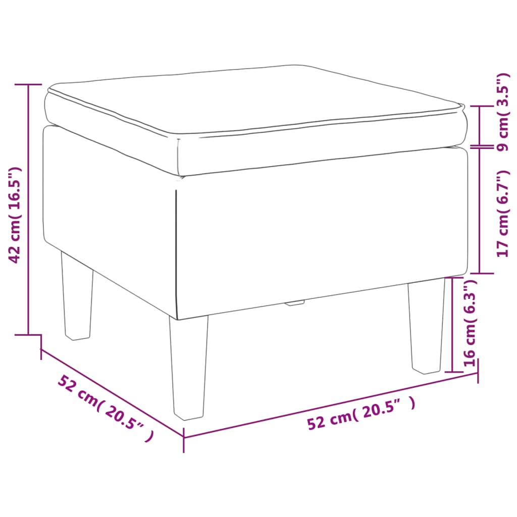 Stool with Wooden Legs Cream Fabric
