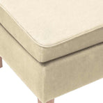 Stool with Wooden Legs Cream Fabric