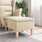 Stool with Wooden Legs Cream Fabric