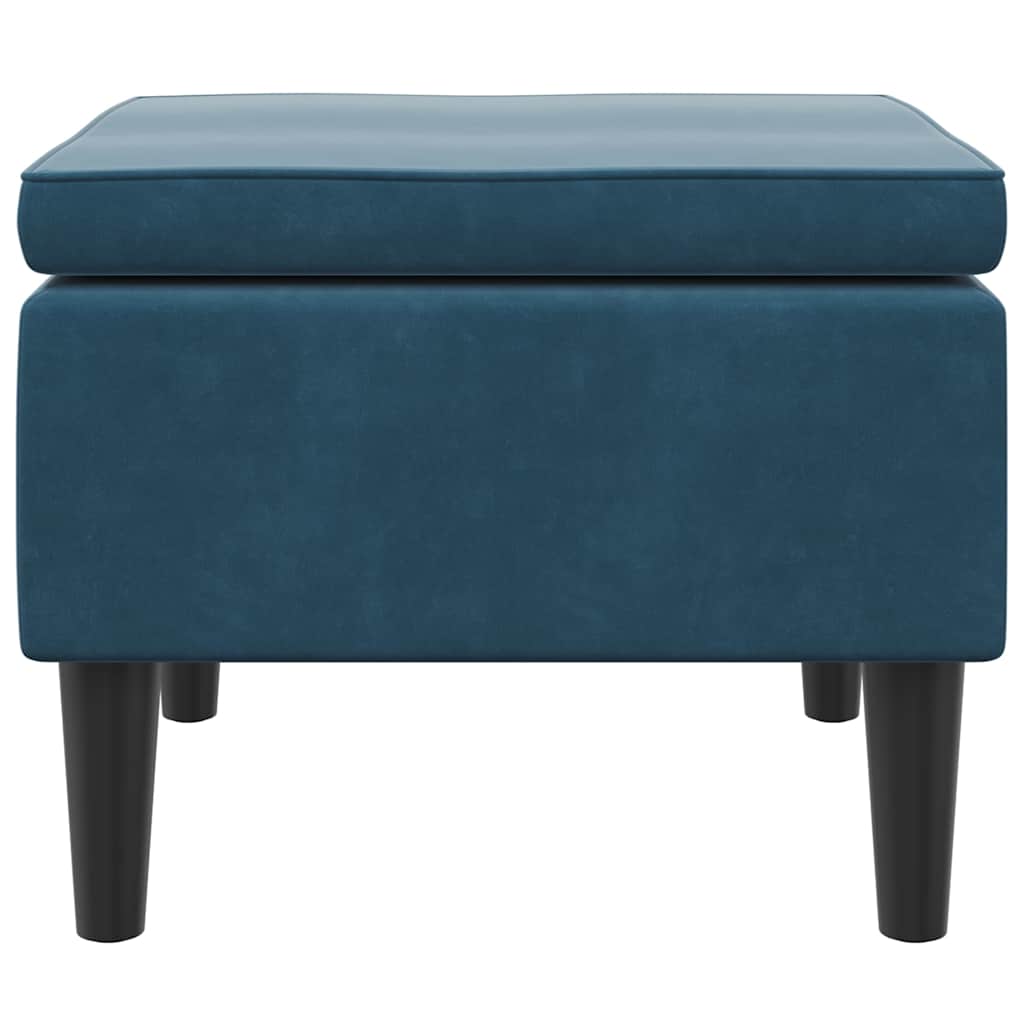 Stool with Wooden Legs Blue Velvet