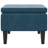 Stool with Wooden Legs Blue Velvet - 45-Degree Angle