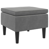 Stool with Wooden Legs Dark Grey Velvet - Front View