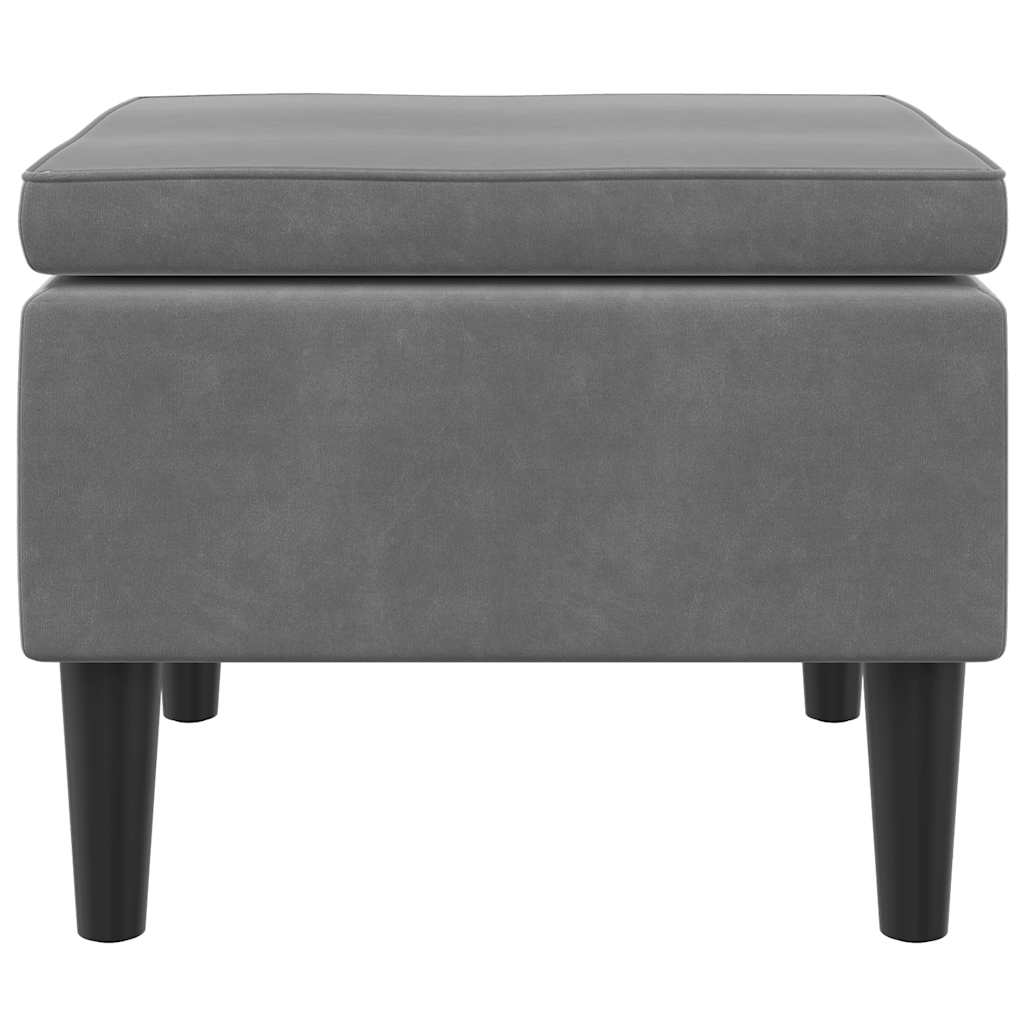 Stool with Wooden Legs Dark Grey Velvet