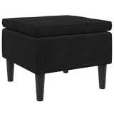 Stool with Wooden Legs Black Velvet - Top-Down View