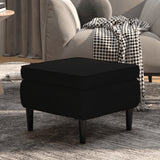 Stool with Wooden Legs Black Velvet