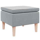 Stool with Wooden Legs Light Grey Fabric