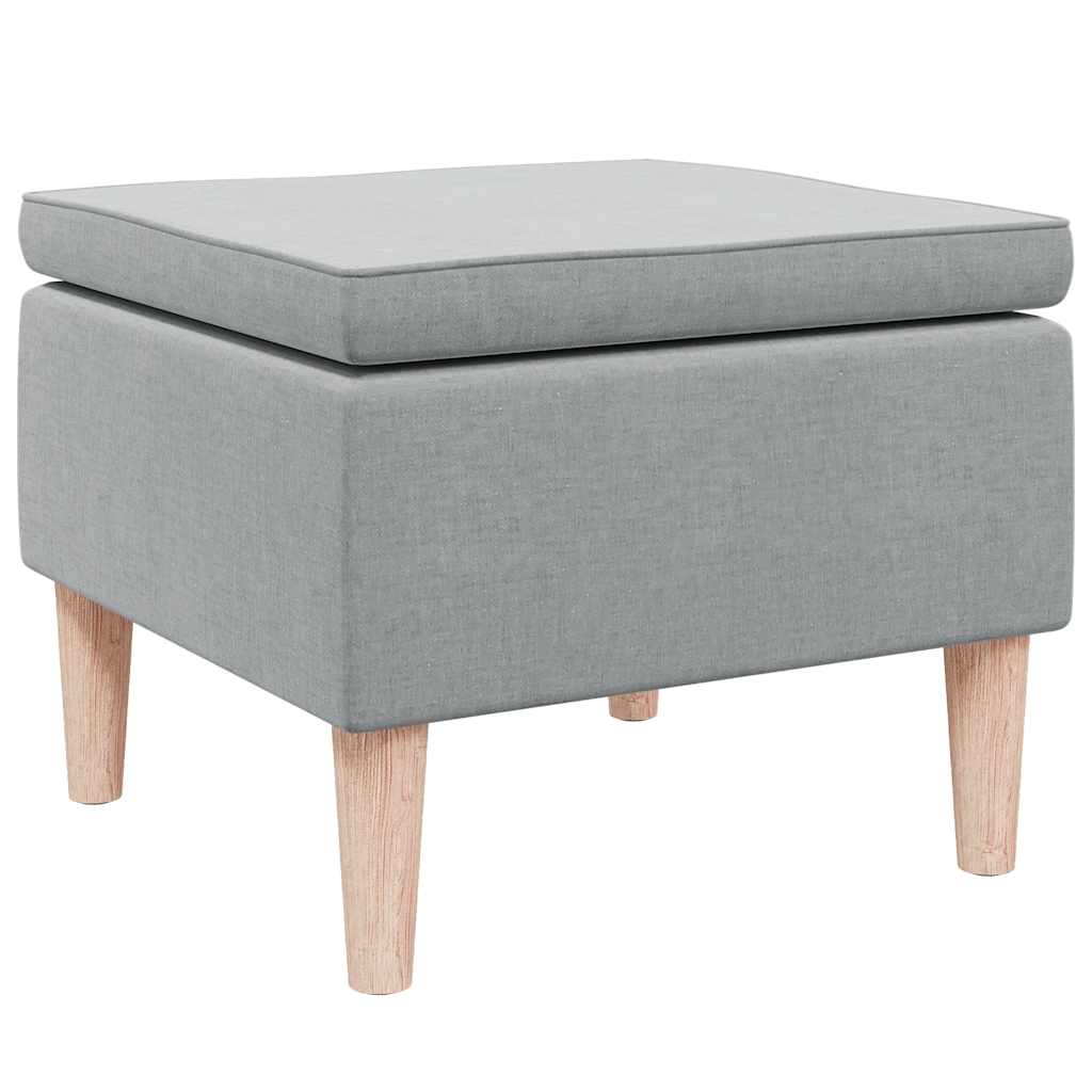 Stool with Wooden Legs Light Grey Fabric