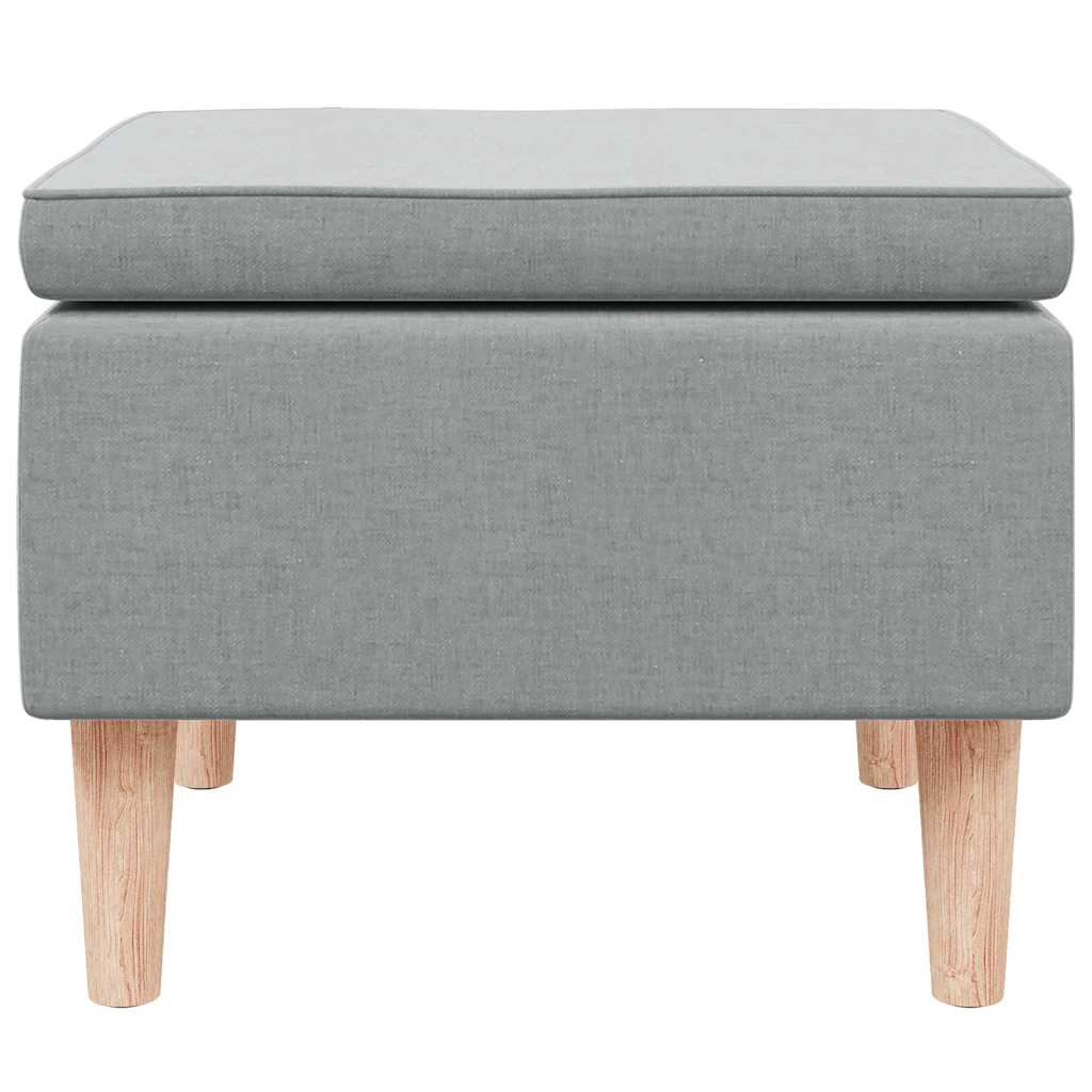Stool with Wooden Legs Light Grey Fabric