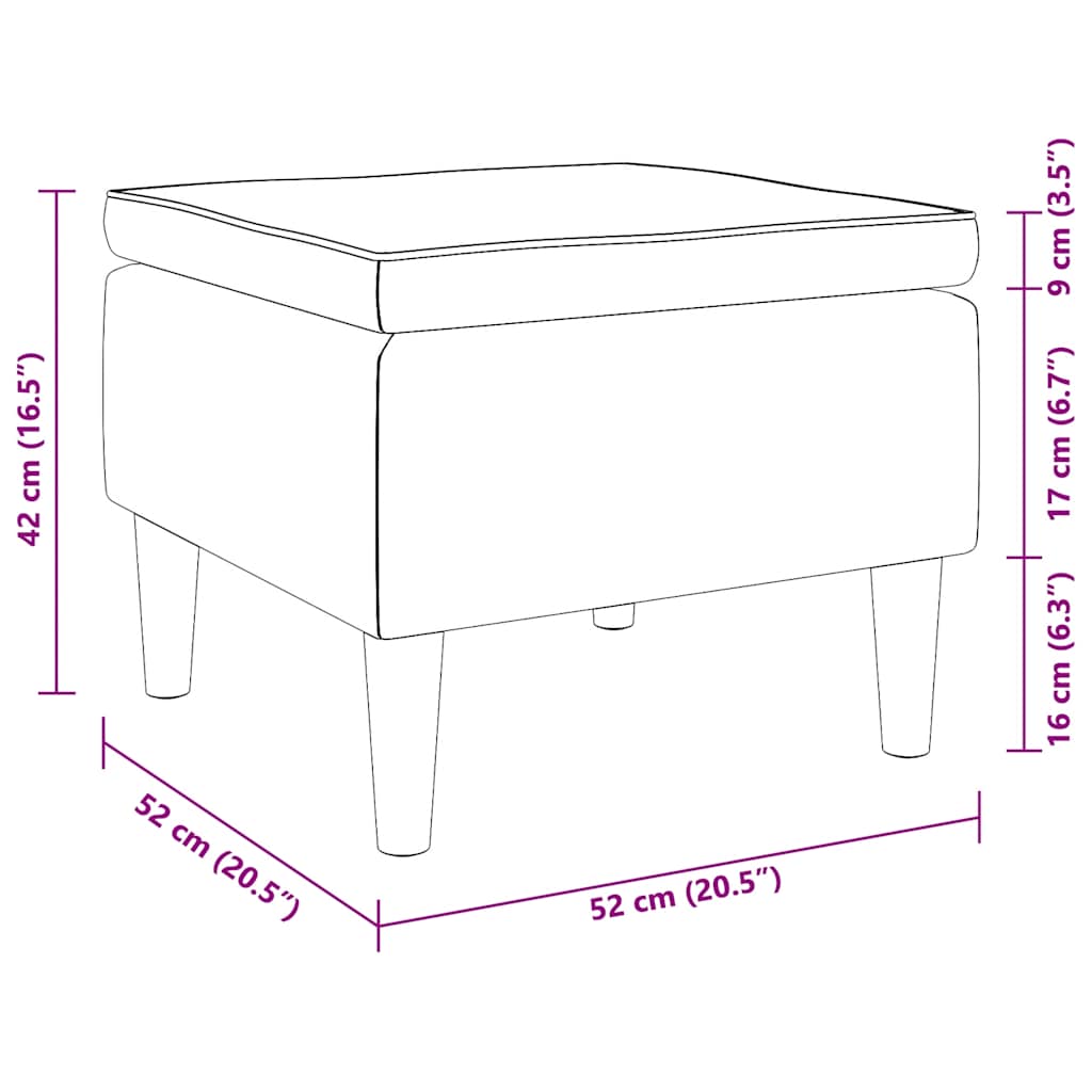 Stool with Wooden Legs Light Grey Fabric