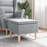 Stool with Wooden Legs Light Grey Fabric