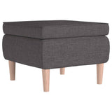 Stool with Wooden Legs Dark Grey Fabric