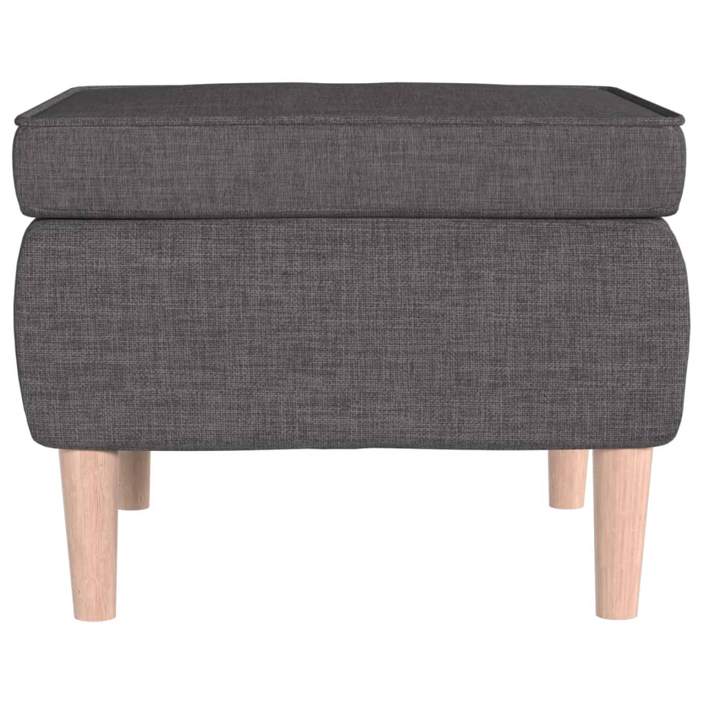 Stool with Wooden Legs Dark Grey Fabric