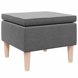 Stool with Wooden Legs Dark Grey Fabric