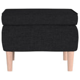Stool with Wooden Legs Black Fabric