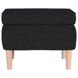 Stool with Wooden Legs Black Fabric - Side View