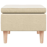 Stool with Wooden Legs Cream Fabric